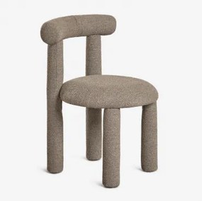 Cadeira De Jantar Estofada Em Tecido Bouclé Gia Bouclé Castanho Trigo - Sklum