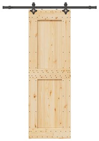 vidaXL Porta de correr com ferragens 70x210 cm madeira de pinho maciça