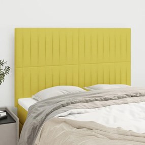 3116575 vidaXL Cabeceira de cama 4 pcs tecido 72x5x78/88 cm verde