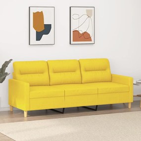 Sofá de 3 lugares 180 cm tecido amarelo-claro