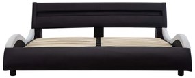 Estrutura cama c/ LEDs 180x200cm couro artificial preto/branco