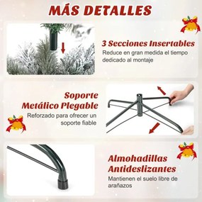 Árvore de Natal de 180 cm com lápis de neve e 150 luzes brancas quentes 373 pontas de ramos Agulhas de pinheiro Branco e verde