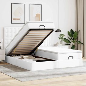 Estrutura de cama otomana com colchões 200x200 cm branco puro