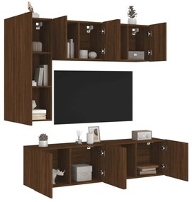 vidaXL 5pcs móveis de parede p/ TV derivados madeira carvalho castanho
