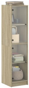 Aparador alto c/ portas de vidro 35x37x142 cm carvalho sonoma