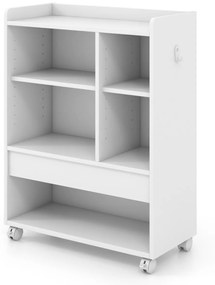 Armário de arrumação com gaveta com estantes ajustáveis  com rodas para escritório e sala de estar 63,5 x 30 x 84,5 cm Branco