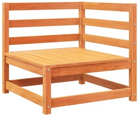 7 pcs conjunto sofás de jardim madeira de pinho castanho cera