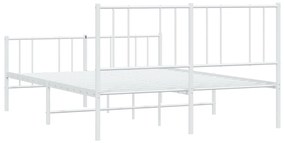 Estrutura de cama com cabeceira e pés 135x190 cm metal branco