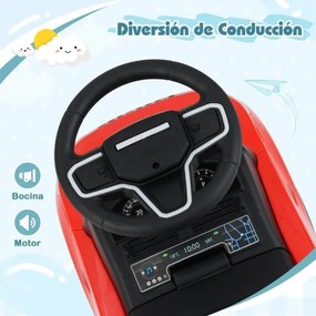 Andarilho para crianças forma de carro de 12 a 36 meses com buzina, sons e espaço para guardar Brinquedo para sentar e deslizar Vermelho