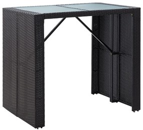 5 pcs conjunto de bar para jardim vime PE e vidro preto