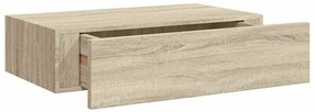Prateleiras de parede c/ gavetas 2pcs MDF 40x23,5x10cm carvalho