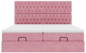 Estrutura de cama otomana com colchões 180x200 cm veludo rosa