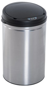 HOMCOM Balde de Lixo Inteligente de Aço Inoxidável 30L com Sensor Infravermelho de Abertura Automática Ø30,5x51,5cm Prata e Preto