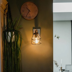 Candeeiro de parede industrial cinzento escuro com madeira ajustável - Arthur