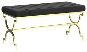 vidaXL Banco 99 cm aço inoxidável e veludo preto