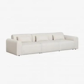 Sofá Modular De 3 Peças Com 2 Poltronas De Canto Em Borreguito Borjan Chenille Branco - Sklum