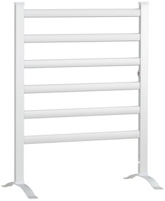 HOMCOM Toalheiro Elétrico para Casa de Banho 140W IPX4 Aquecedor de Toalhas Parede ou Chão com 6 Barras 90x36x69cm Prata | Aosom Portugal