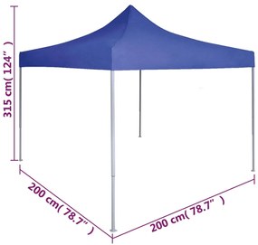 Tenda dobrável profissional para festas 2x2 m aço azul