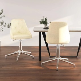 vidaXL Cadeiras de jantar giratórias 2 pcs tecido cor creme