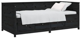 Sofá-cama 75x190 cm madeira de pinho maciça preto