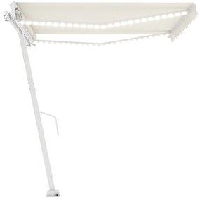 Toldo retrátil manual com LED 450x350 cm cor creme