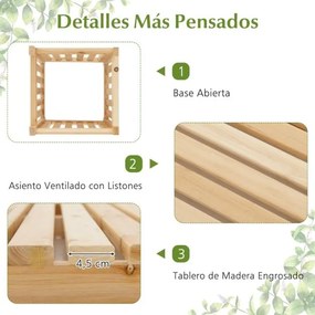 Banco de jardim 2 em 1 com 2 vasos 173 x 40 x 48 cm com design com ranhuras para fácil montagem para varanda ou jardim Natural