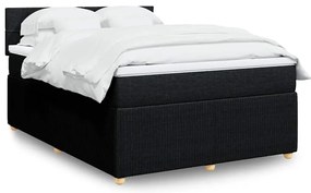 Cama com molas/colchão 140x200 cm tecido preto
