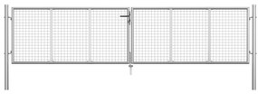 Portão de jardim em aço galvanizado 415x125 cm prateado