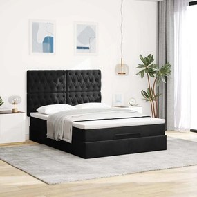 Estrutura de cama otomana com colchões 140x200 cm veludo preto