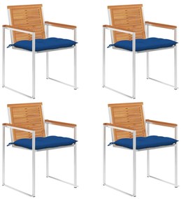 vidaXL Cadeiras de jardim c/ almofadões 4 pcs madeira de acácia maciça