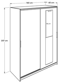 Roupeiro "Luxe" – Carvalho Sonoma – 160 x 207 x 60 cm – Design Moderno