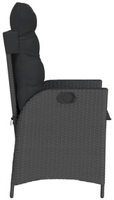 Cadeiras de jardim reclináveis c/ almofadões 2pcs vime PE preto