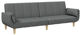 Sofá-cama de 2 lugares c/ apoio de pés tecido cinzento-escuro