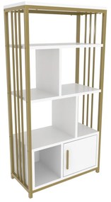 Estante Valero – Branco e Dourado – 60 cm x 120 cm x 29,6 cm
