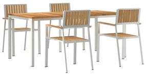 Conjunto de Jantar de Jardim vidaXL 5 Peças Madeira de Teca Maciça