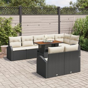 Conjunto de Sofá para Jardim vidaXL de 9 Peças com Almofadas Rattan Po