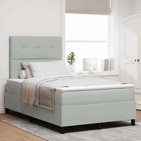 Cama Box com Colchão vidaXL Cinza Claro Pequeno Duplo Veludo