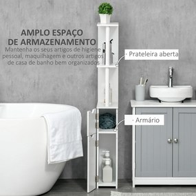 Coluna Casa de Banho com 2 Portas e 2 Prateleiras Armário Alto para Casa de Banho Estilo Moderno 15,2x29,8x118cm Branco