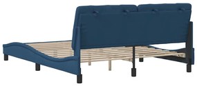 Estrutura de cama sem colchão 160x200 cm tecido azul