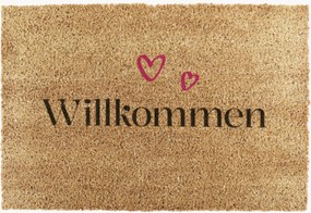 Tapete de entrada Willkommen Hearts