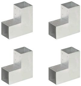 vidaXL Bases para poste em forma de L 4 pcs 91x91 mm metal galvanizado