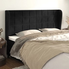 Cabeceira de cama c/ abas veludo 183x23x118/128 cm preto