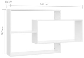 Prateleiras de parede 104x20x58,5cm contraplacado branco