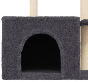 Árvore p/ gatos c/ postes arranhadores sisal 110cm cinza-escuro