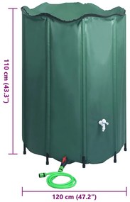 Depósito para água da chuva dobrável com torneira 1250 L