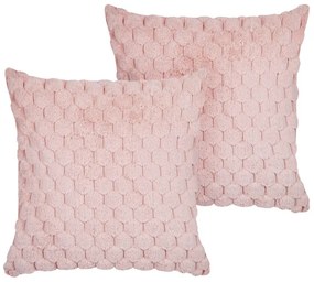 Conjunto de 2 almofadas decorativas rosa 43 x 43 cm PURSLANE Beliani