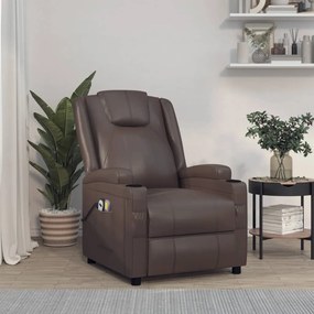 3073797 vidaXL Poltrona de massagens elétrica couro artificial castanho