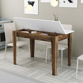 Mesa de Cozinha Kiev – Nogueira/Branco – 110x75x72 cm