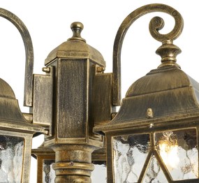 Lanterna de exterior clássica dourada antiga com vidro transparente 198cm IP44 - London Clássico / Antigo