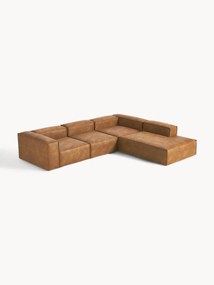 Sofá de canto modular em pele Lennon (4 lugares)